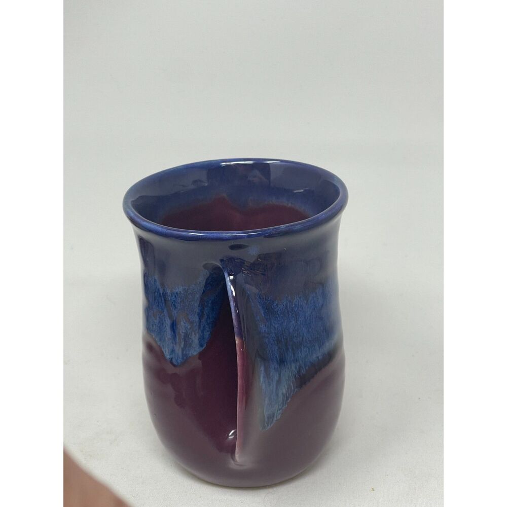 Neher Pottery Hand Warmer Coffee Cup Right Hand Handmade Signed Brown/Blue 2023. - Picture 4 of 8